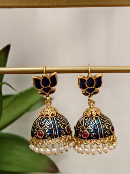 Lotus Jhumka Blue